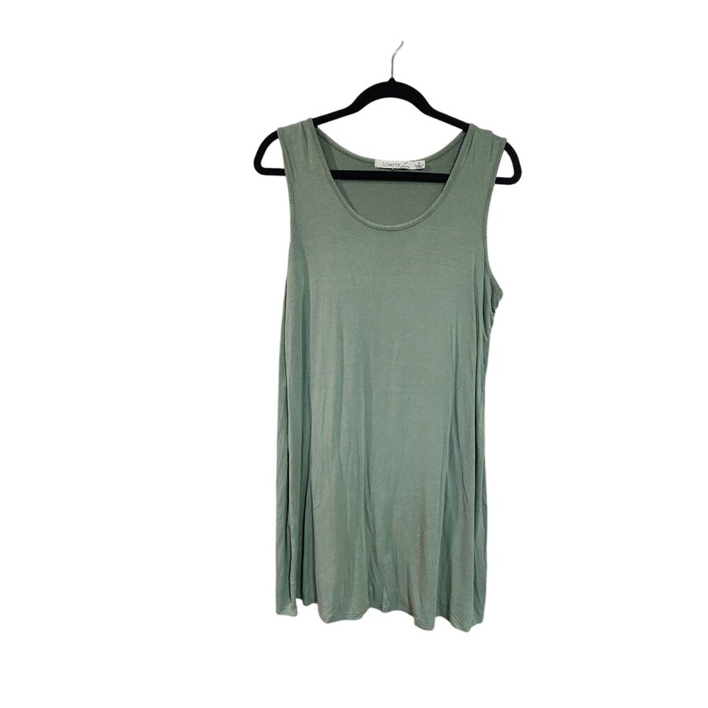 Liberty Love Green Sleeveless Tank Dress M Lightweight Casual Soft Knit Womens